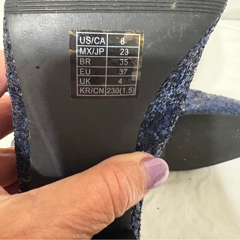 Forever 21 Chelsea Sparkling Blue Ankle Boots size 6 - Picture 8 of 11